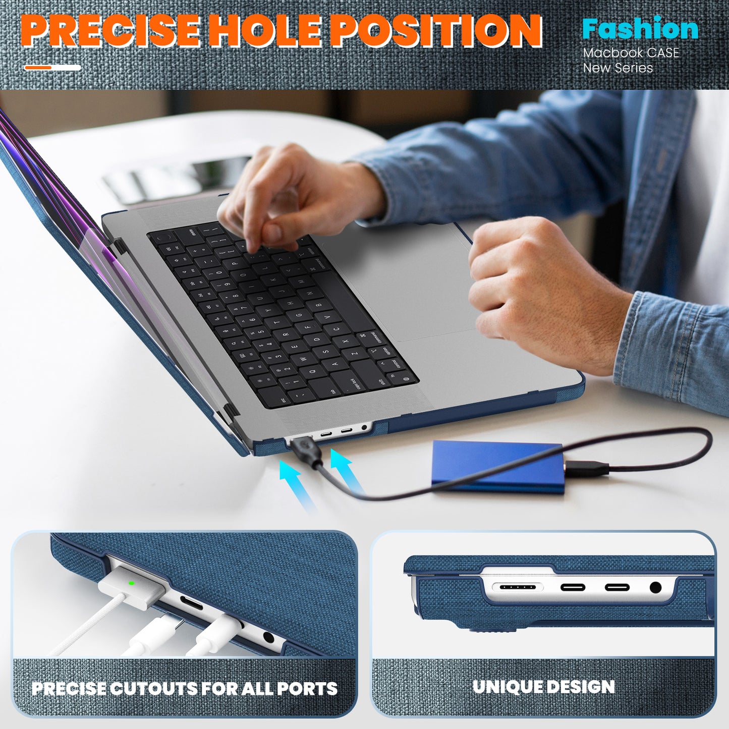 Stylish Fabric MacBook Pro 14.2 A2442 M1 Pro Case with Kickstand