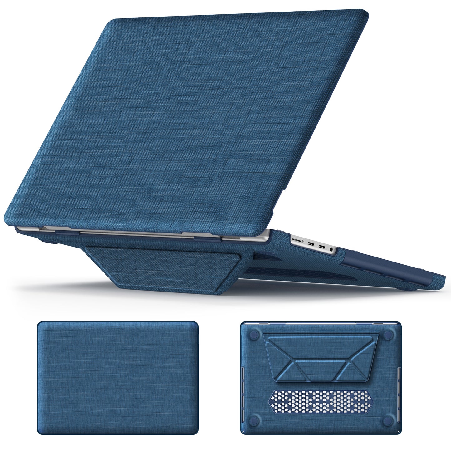 Stylish Fabric MacBook Pro 16.2 A2485 M1 Pro Case with Kickstand