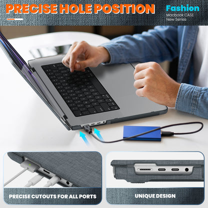 Stylish Fabric MacBook Pro 16.2 A2485 M1 Pro Case with Kickstand