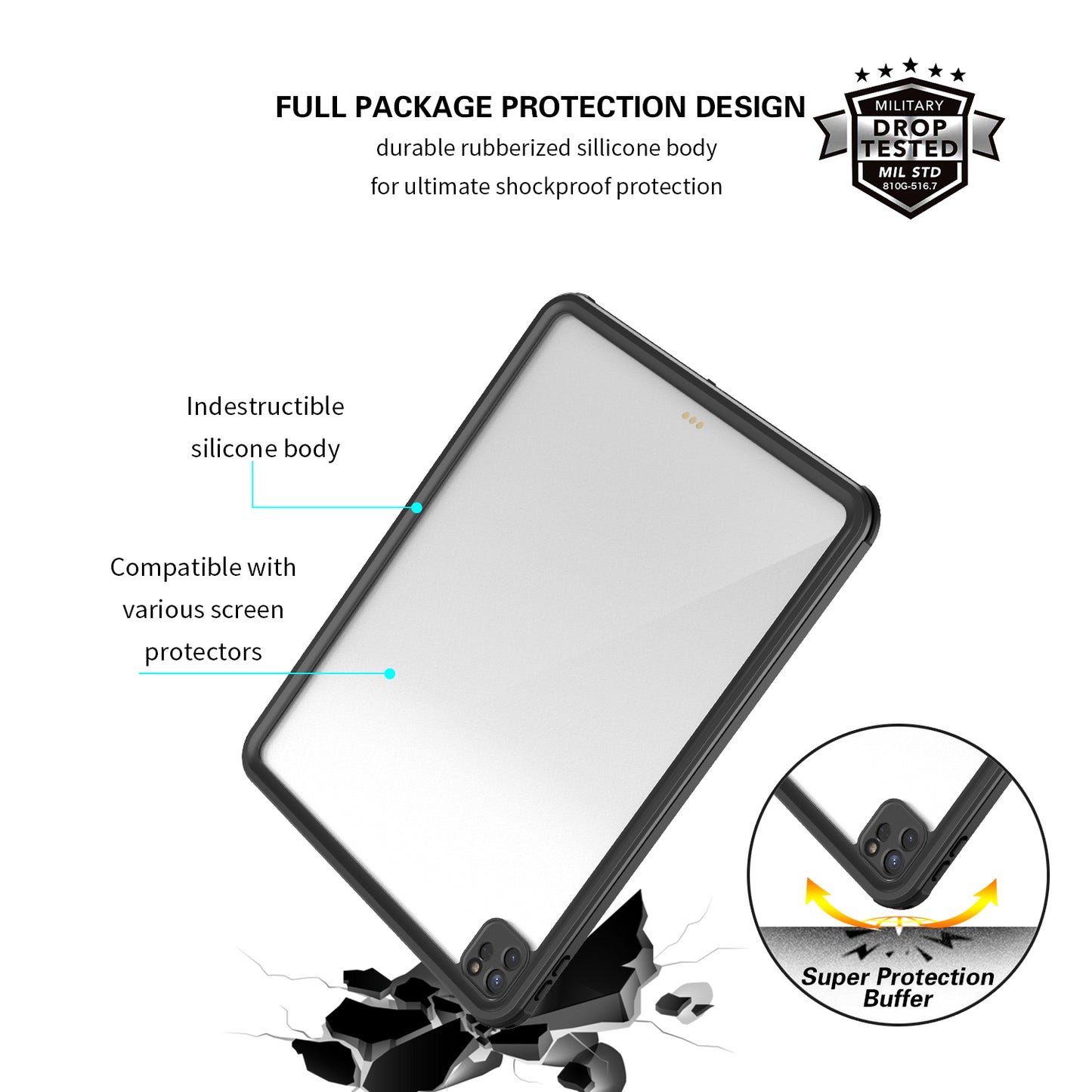 Visible Grace Transparent Waterproof iPad Pro 12.9 2020 Case