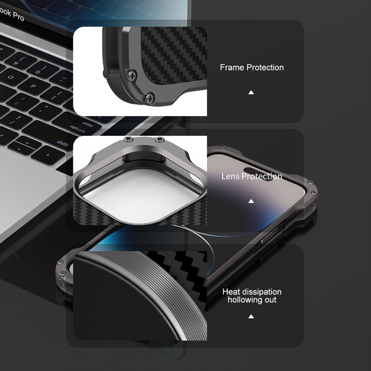 Ultramarine Technology with Carbon Fiber & Metal Phone Case - Office & Outdoor Armor
