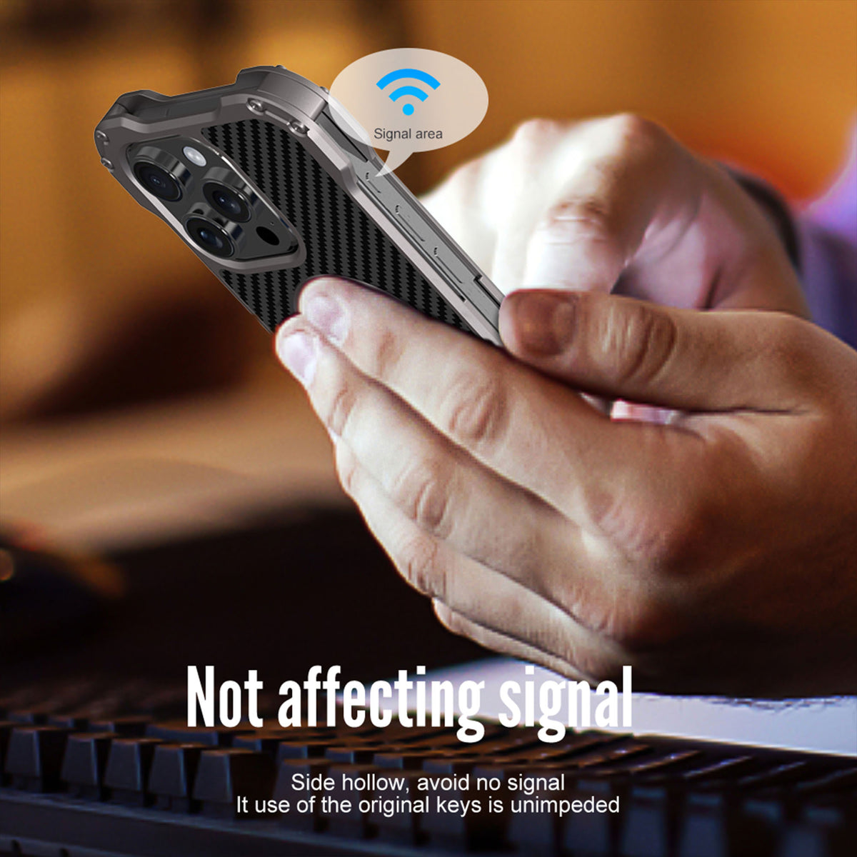 Ultramarine Technology with Carbon Fiber & Metal Phone Case - Office & Outdoor Armor