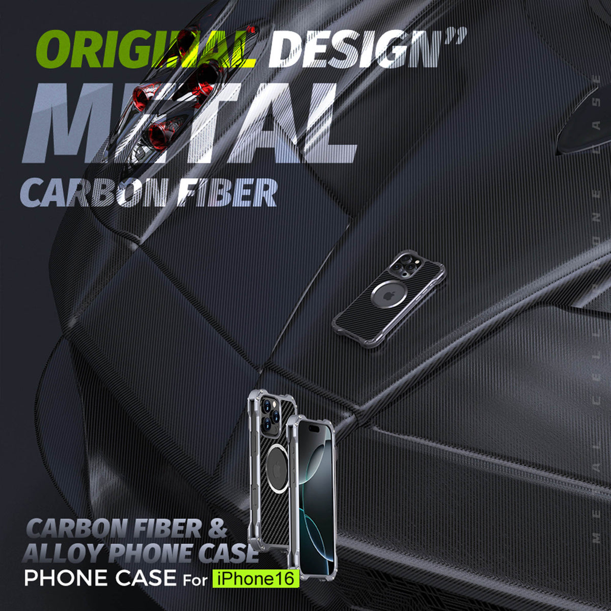 Ultramarine Technology with Carbon Fiber & Metal Phone Case - Office & Outdoor Armor