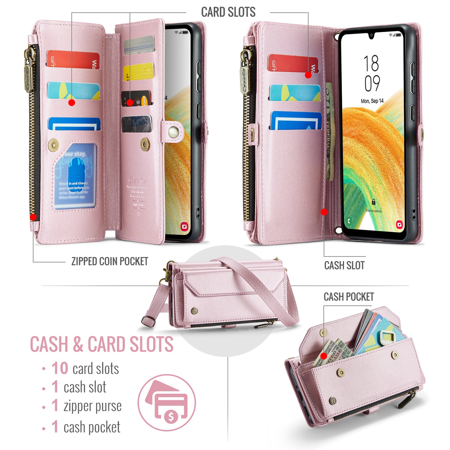 Women Shoulder Bag Samsung Galaxy A33 Case Card Slots Buckle Pockets