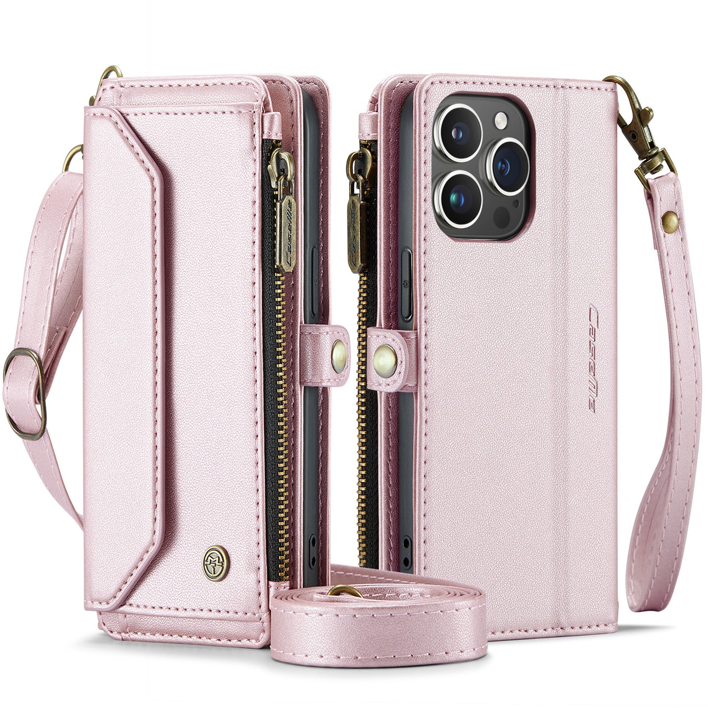 Women Shoulder Bag Apple iPhone 14 Pro Case Card Slots Buckle Pockets