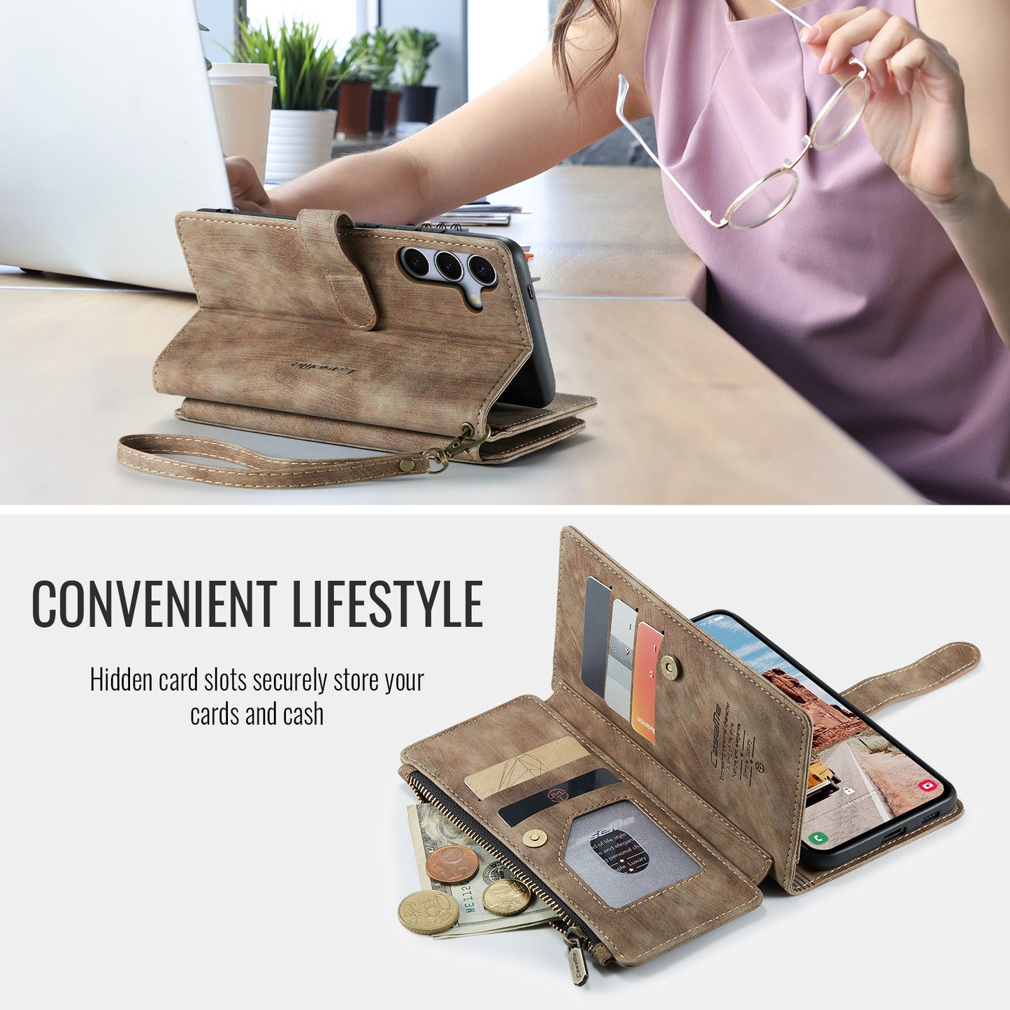 CaseMe Handbag Galaxy S25 Case Wallet Stand