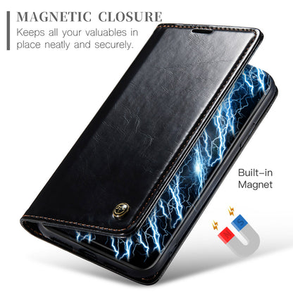 Luxury Retro Leather iPhone 11 Pro Max Case Sturdy Shiny Flip Stand