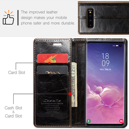 Luxury Retro Leather Samsung Galaxy S10 Case Sturdy Shiny Flip Stand