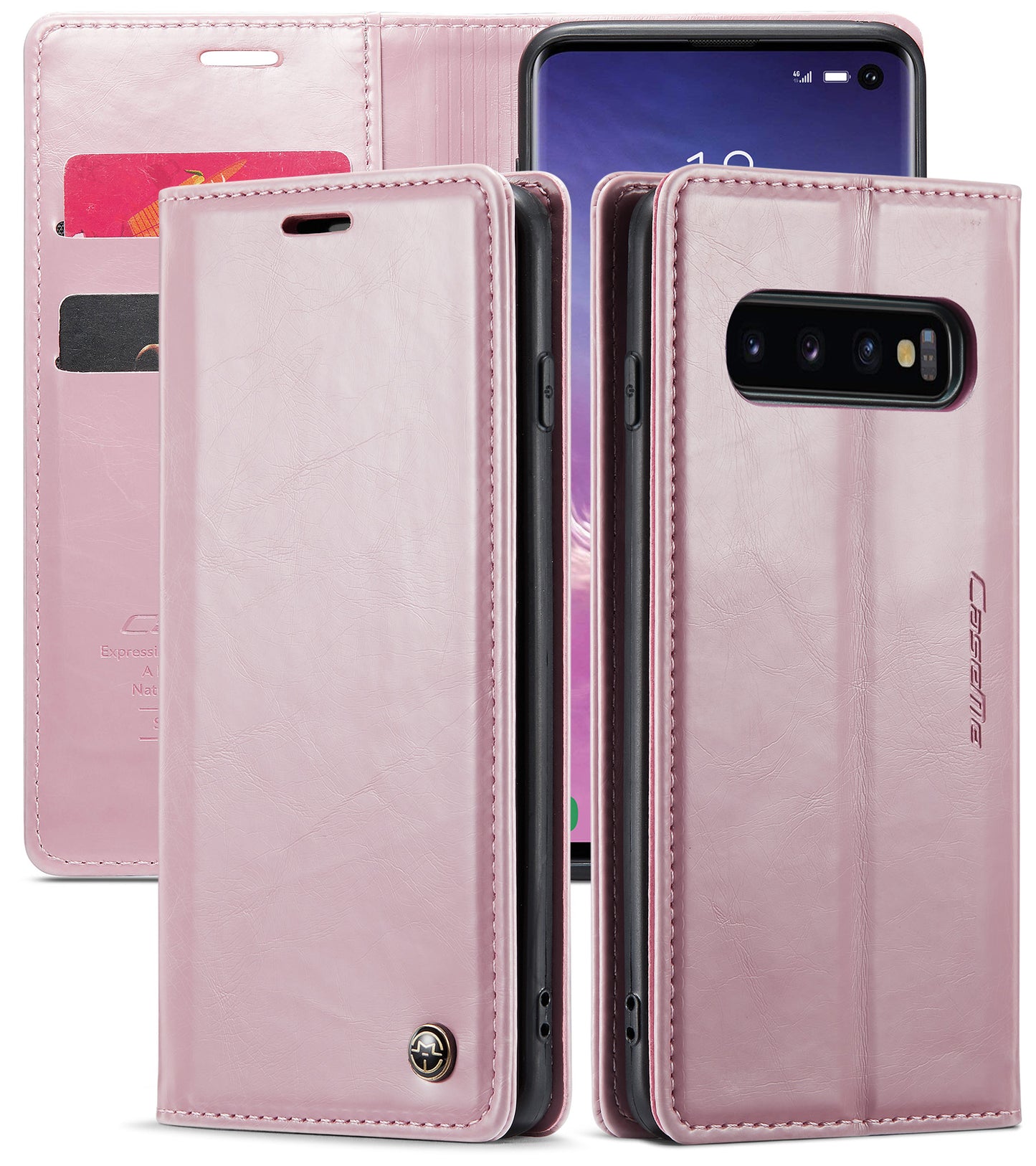 Luxury Retro Leather Samsung Galaxy S10 Case Sturdy Shiny Flip Stand