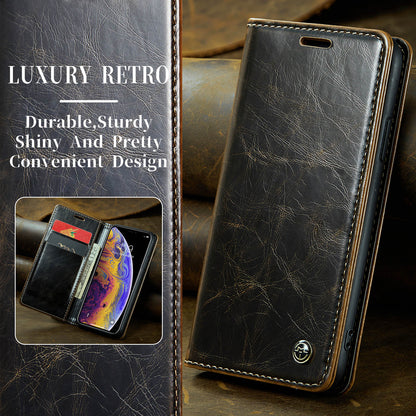 Luxury Retro Leather Samsung Galaxy S10 Case Sturdy Shiny Flip Stand