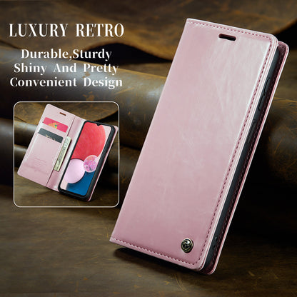 Luxury Retro Leather Samsung Galaxy A04s Case Sturdy Shiny Flip Stand