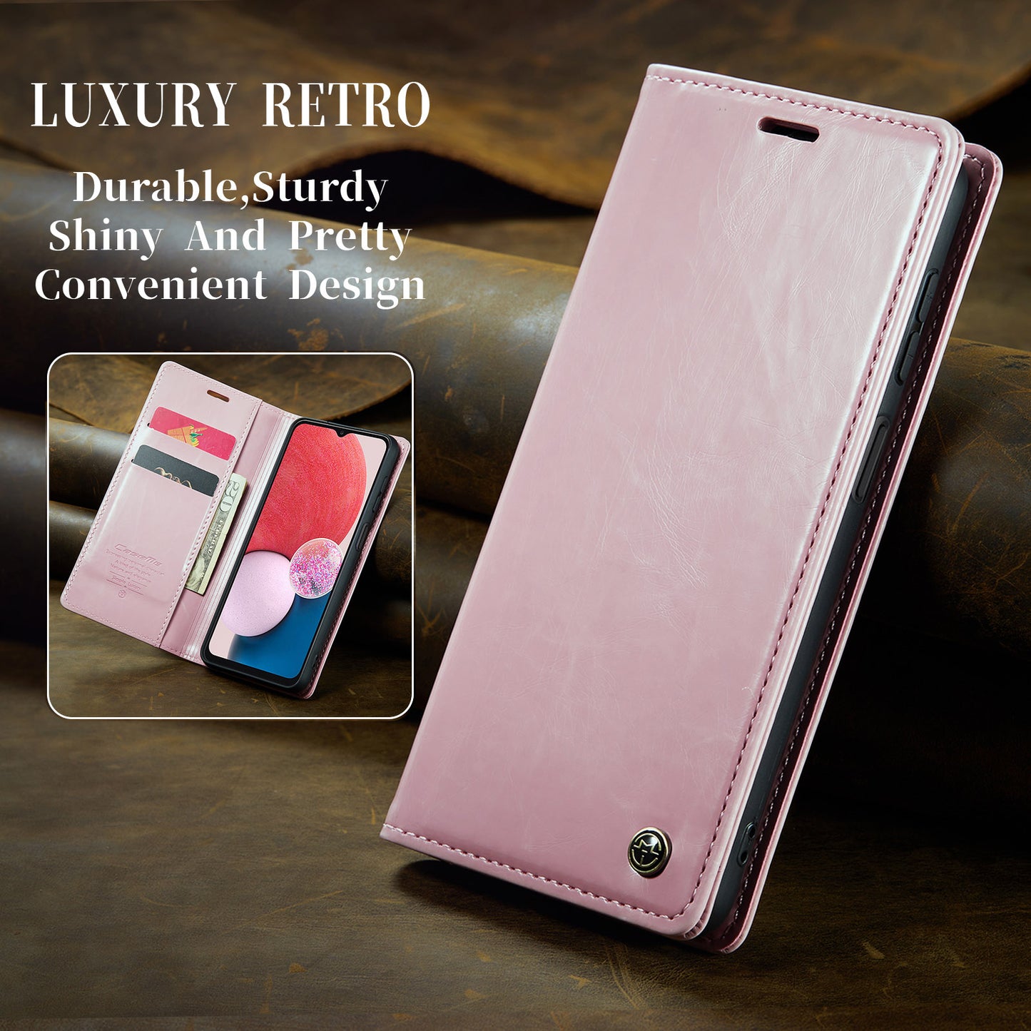 Luxury Retro Leather Samsung Galaxy A13 Case Sturdy Shiny Flip Stand