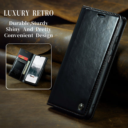 Luxury Retro Leather Samsung Galaxy A15 Case Sturdy Shiny Flip Stand