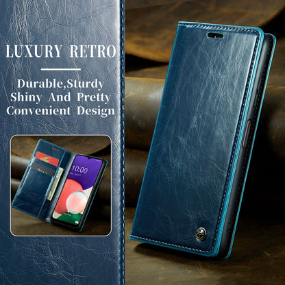 Luxury Retro Leather Samsung Galaxy A22s Case Sturdy Shiny Flip Stand