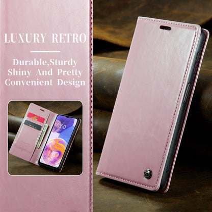 Luxury Retro Leather Samsung Galaxy A23 Case Sturdy Shiny Flip Stand