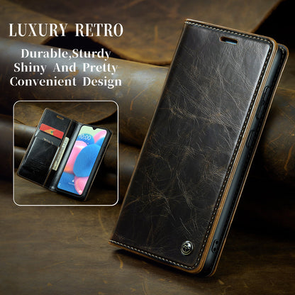 Luxury Retro Leather Samsung Galaxy A30 Case Sturdy Shiny Flip Stand