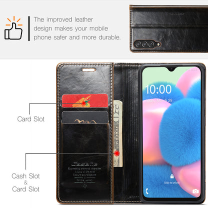 Luxury Retro Leather Samsung Galaxy A50 Case Sturdy Shiny Flip Stand