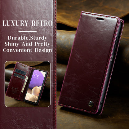 Luxury Retro Leather Samsung Galaxy A32 Case Sturdy Shiny Flip Stand