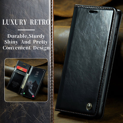 Luxury Retro Leather Samsung Galaxy A34 Case Sturdy Shiny Flip Stand