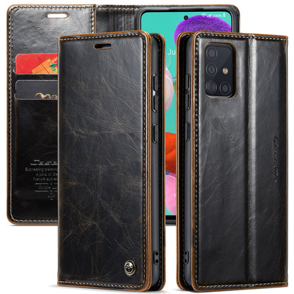 Luxury Retro Leather Samsung Galaxy A51 Case Sturdy Shiny Flip Stand