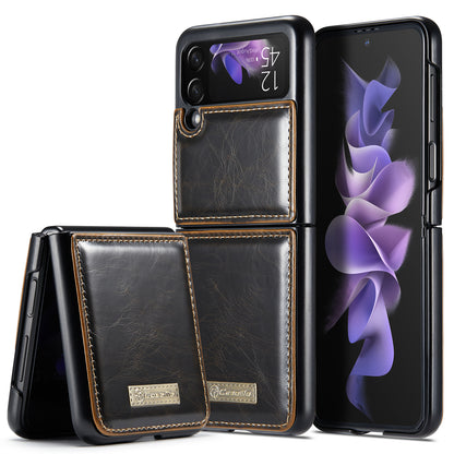 Luxury Retro Leather Galaxy Z Flip3 Case Sturdy Shiny Flip Stand