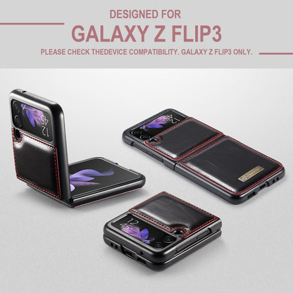 Luxury Retro Leather Galaxy Z Flip3 Case Sturdy Shiny Flip Stand