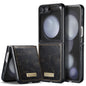 Luxury Retro Leather Galaxy Z Flip5 Case Sturdy Shiny Flip Stand