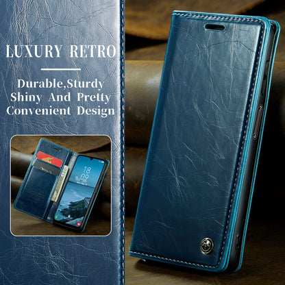 Luxury Retro Leather Samsung Galaxy A25 Case Sturdy Shiny Flip Stand