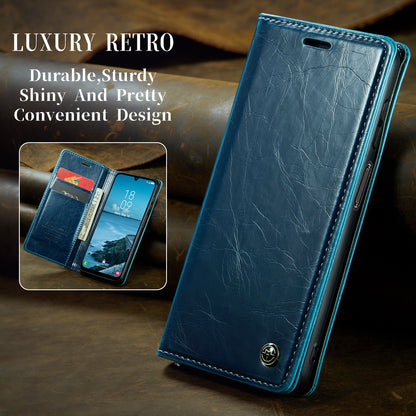 Luxury Retro Leather Samsung Galaxy A25 Case Sturdy Shiny Flip Stand