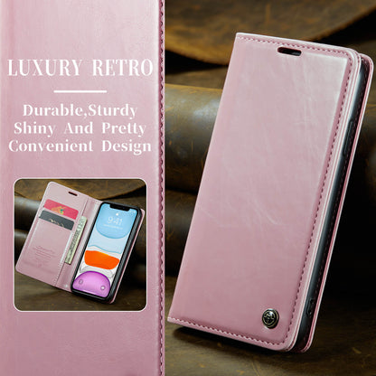 Luxury Retro Leather Apple iPhone 11 Case Sturdy Shiny Flip Stand