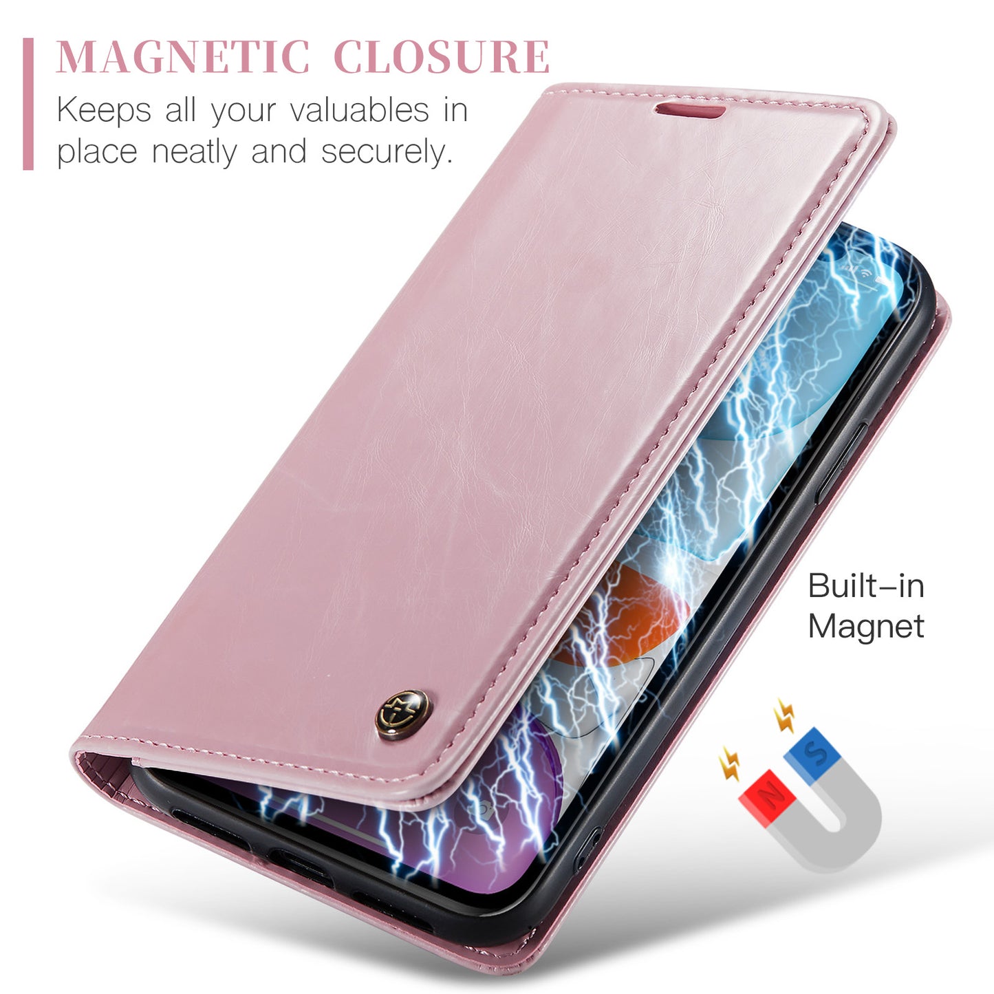 Luxury Retro Leather Apple iPhone 11 Case Sturdy Shiny Flip Stand