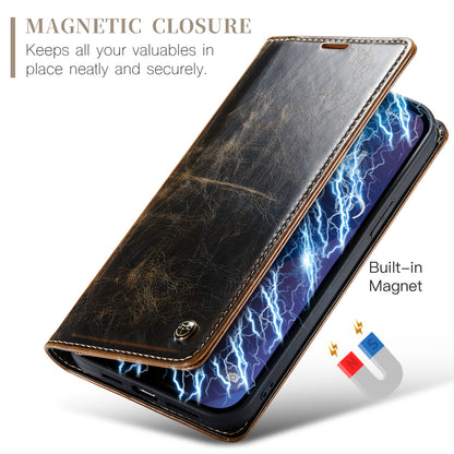 Luxury Retro Leather iPhone 16 Case Sturdy Shiny Flip Stand