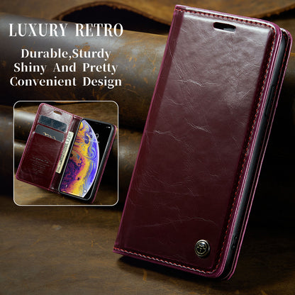 Luxury Retro Leather Apple iPhone Xs Max Sturdy Shiny Flip Stand