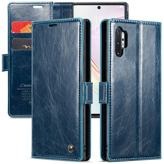 Luxury Retro Leather Galaxy Note10+ Case Sturdy Shiny Flip Stand