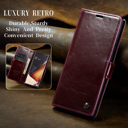 Luxury Retro Leather Galaxy Note20 Ultra Case Sturdy Shiny Flip Stand