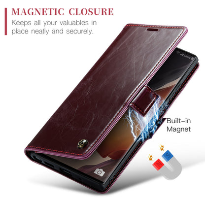 Luxury Retro Leather Galaxy Note20 Ultra Case Sturdy Shiny Flip Stand