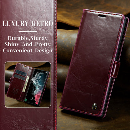 Luxury Retro Leather Galaxy Note20 Ultra Case Sturdy Shiny Flip Stand