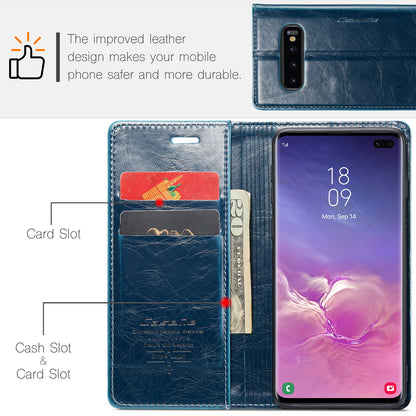 Luxury Retro Leather Samsung Galaxy S10+ Case Sturdy Shiny Flip Stand