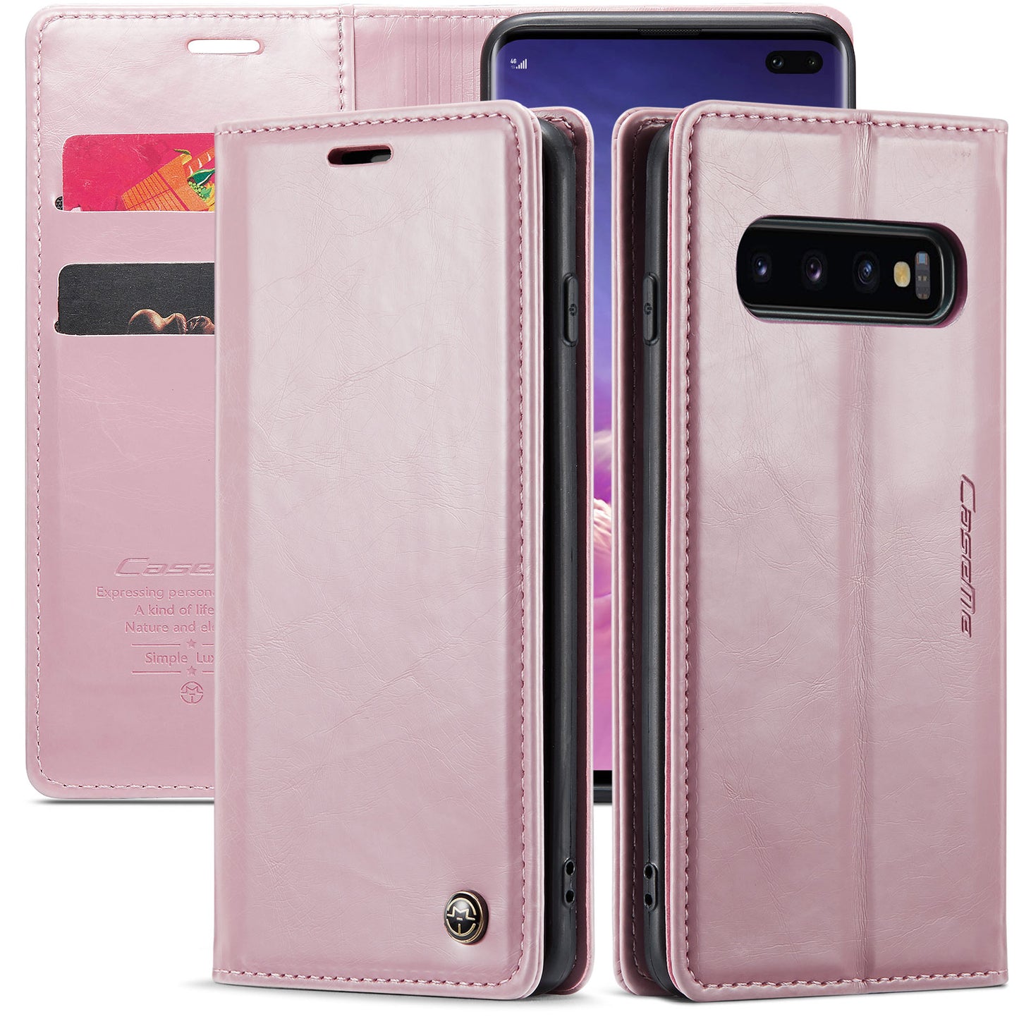 Luxury Retro Leather Samsung Galaxy S10+ Case Sturdy Shiny Flip Stand