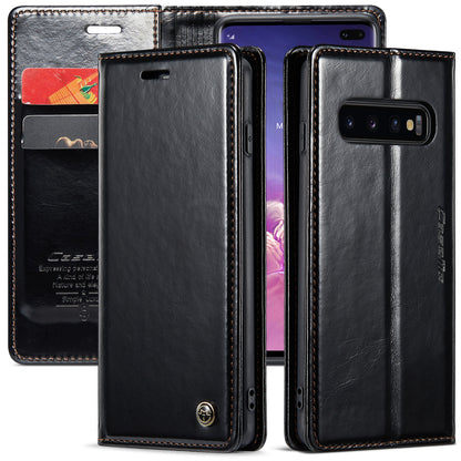 Luxury Retro Leather Samsung Galaxy S10+ Case Sturdy Shiny Flip Stand