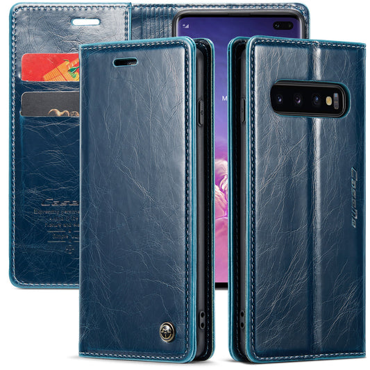 Luxury Retro Leather Samsung Galaxy S10+ Case Sturdy Shiny Flip Stand