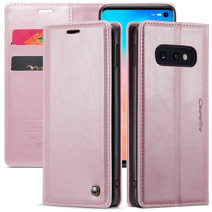 Luxury Retro Leather Samsung Galaxy S10e Case Sturdy Shiny Flip Stand