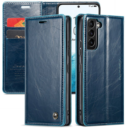 Luxury Retro Leather Samsung Galaxy S22 Case Sturdy Shiny Flip Stand