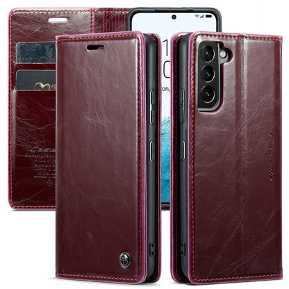 Luxury Retro Leather Samsung Galaxy S22 Case Sturdy Shiny Flip Stand