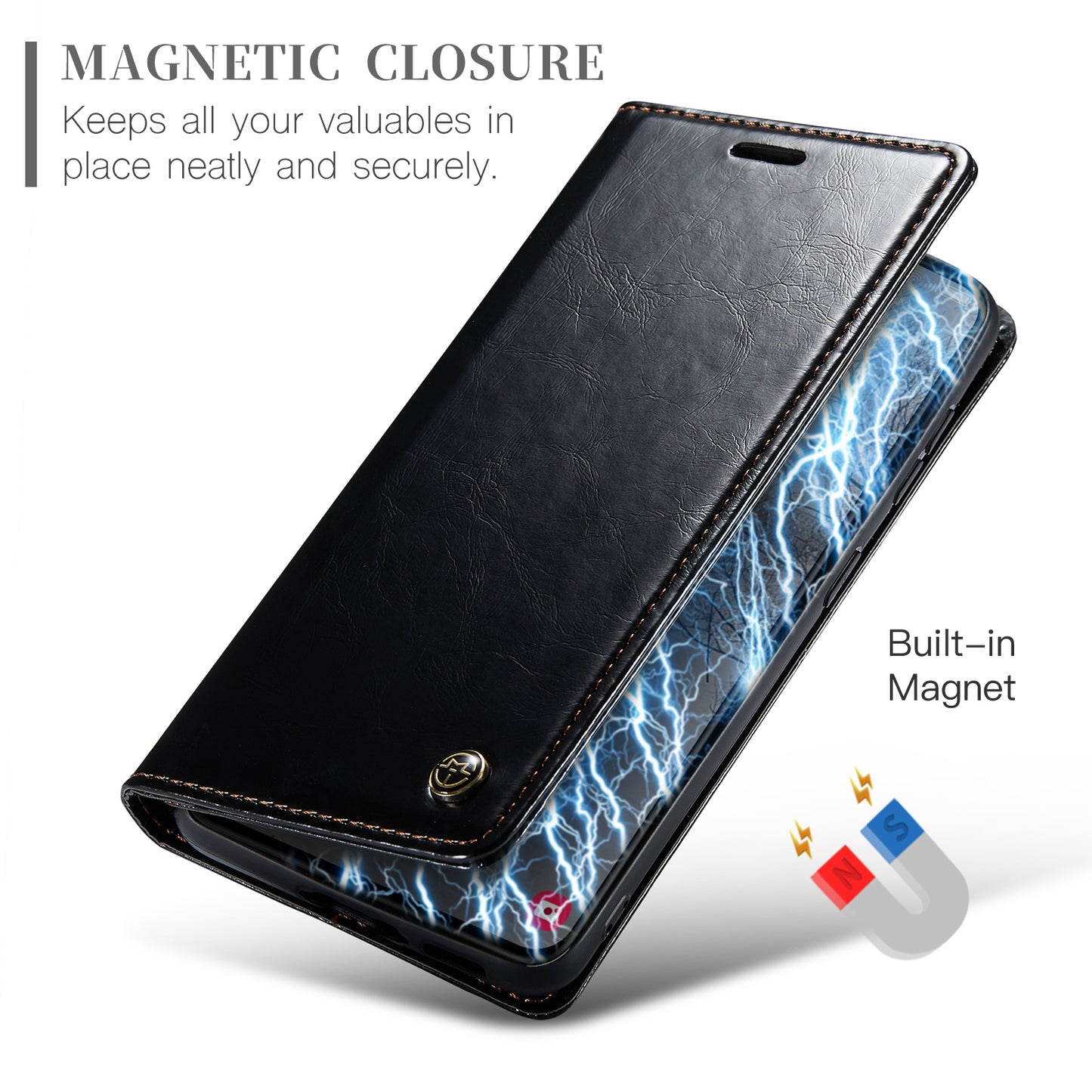 Luxury Retro Leather Samsung Galaxy S23 Case Sturdy Shiny Flip Stand