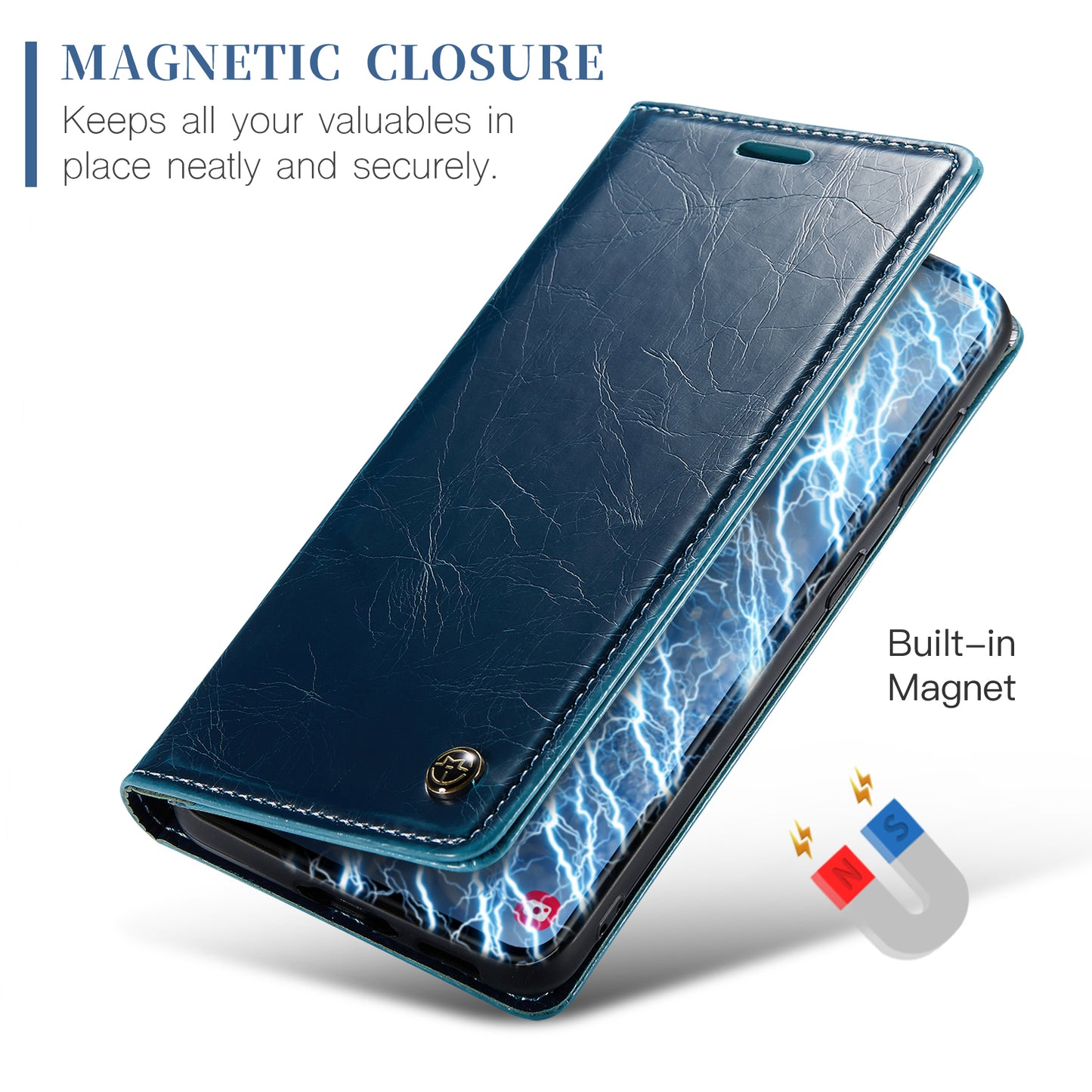 Luxury Retro Leather Samsung Galaxy S23+ Case Sturdy Shiny Flip Stand