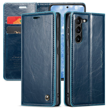 Luxury Retro Leather Samsung Galaxy S23 Case Sturdy Shiny Flip Stand