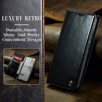 Luxury Retro Leather Samsung Galaxy S23 Case Sturdy Shiny Flip Stand