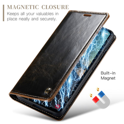 Luxury Retro Leather Galaxy S23 FE Case Sturdy Shiny Flip Stand