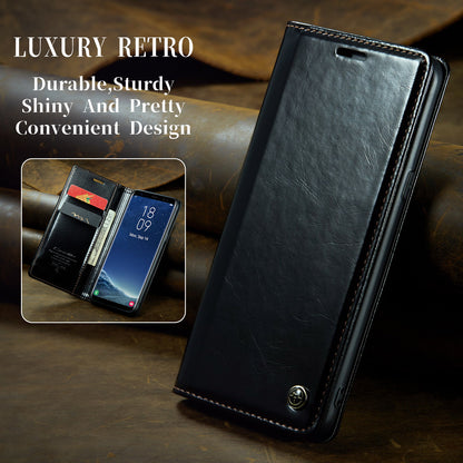 Luxury Retro Leather Samsung Galaxy S8 Case Sturdy Shiny Flip Stand